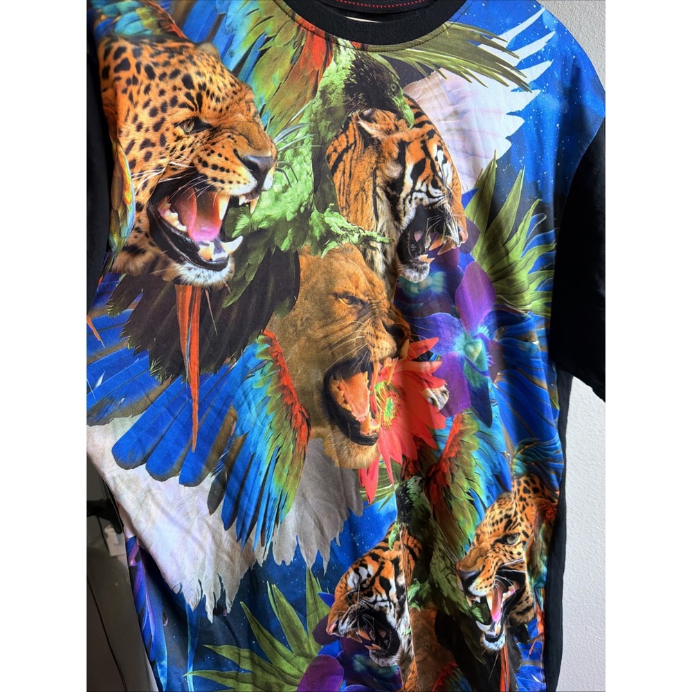 Enyce A Sean Combs Co New York 1996 Tiger Leopard Lion Graphic Shirt 2XL